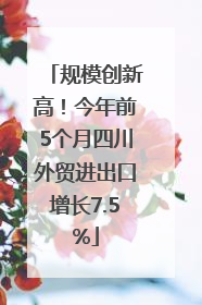 规模创新高！今年前5个月四川外贸进出口增长7.5%